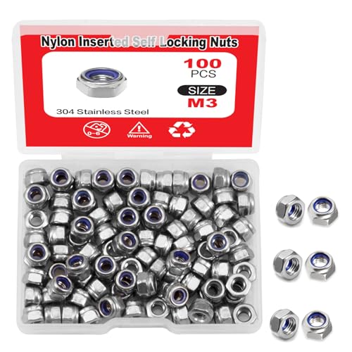 M3 x 0.5mm Nylon Inserted Self Locking Nut Assortment Kit, 100 Pcs - size: M3