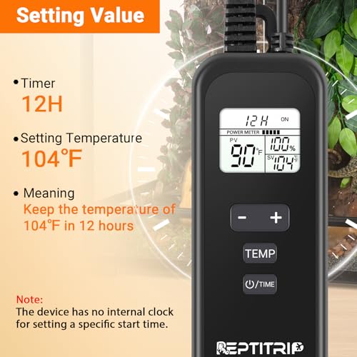 Reptile Thermostat, Dimming Thermostat with 1-24H Timer Setting - color: Timer-temp Set