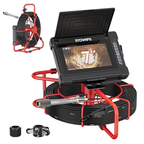 Sewer Camera 100ft/30M 7" Rainproof IPS Screen Pipe Drain Inspection - size: 100FT/30M