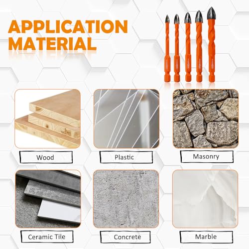 BGTEC Cemented Carbide Drill Bits Masonry Drill Bits, 10pcs Quick-fit Shank 6MM Cross Spiral Hard Alloy Drill Bit for Wood Plastic Masonry Ceramic Tile Concrete Marble - size: 10pcs 6mm