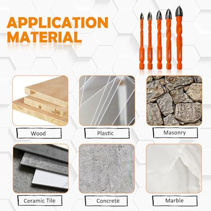 BGTEC Cemented Carbide Drill Bits Masonry Drill Bits, 10pcs Quick-fit Shank 6MM Cross Spiral Hard Alloy Drill Bit for Wood Plastic Masonry Ceramic Tile Concrete Marble - size: 10pcs 6mm