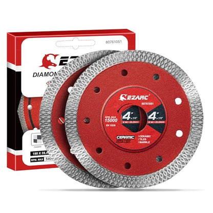 EZARC 4 Inch Super Thin Diamond Tile Blade, 7/8"-5/8" Arbor, 2-Pack - size: 4 Inch