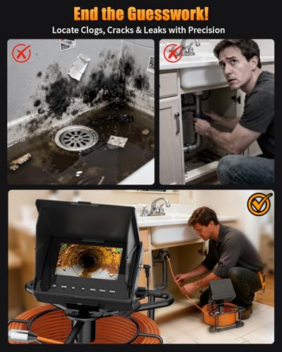 Sewer Camera 100ft w/ 23mm 1080P Probe, 8500mAh, 32GB Audio & Video Record