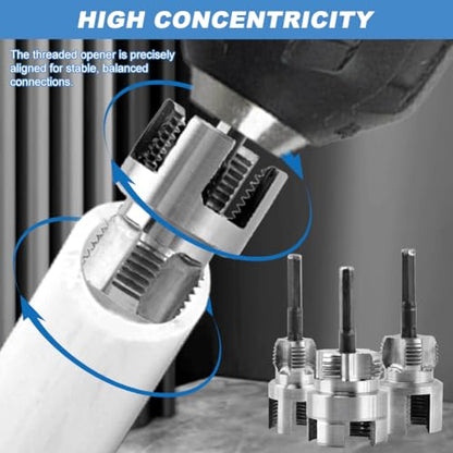 3Pcs PVC Pipe Threading Kit, 1/2, 3/4&1 Inch NPT Dual End PVC Cutting Set