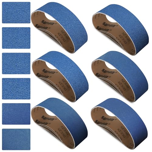 3x24 Inch Sanding Belts 18 Pcs 6 Grits Sizes (3 Each of 60/80/120/150/240/400 Grits) Heavy Duty Belt Sander Zirconia Belt Sander Paper for Wood, Metal, Stainless Steel, Cars, and Furniture - size: 3x24 inch