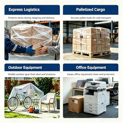 Honzon Clear Stretch Wrap Roll, 18 Inch x 1000 Feet 80 Gauge, Heavy Duty Industrial Pallet Wrapping Stretch Film, Self Adhesive Stretch Wrap for Moving, Shipping, Warehouse Storage Packaging Supplies - size: 18 in × 1000 ft