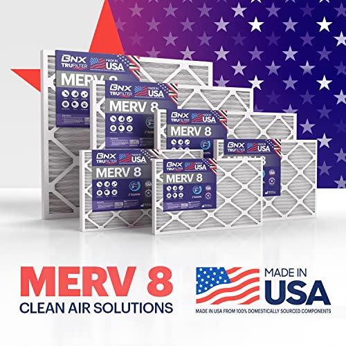 BNX 16x25x1 MERV 8 Air Filter 2 Pack - MADE IN USA - Electrostatic Pleated Air Conditioner HVAC AC Furnace Filters - Removes Dust, Mold, Pollen, Lint - size: 16x25x1 2-Pack