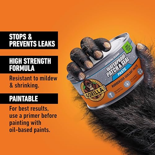 Gorilla Waterproof Patch & Seal Rubberized Sealant Paste, 12.8 oz Can (Pack of 6) - color: Clear, size: 6 - Pack
