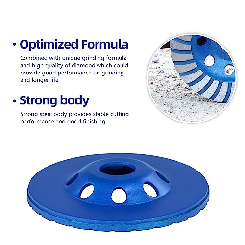SALI Diamond Concrete Grinding Wheel 4 1/2 inch for Polishing and Cleaning Stone Concrete Surface, Cement, Marble, Rock, Granite, and Thinset Removing, Angle Grinder Turbo Wheels Cup 115*22.2*20 MM… - style: Wide Segment Turbo