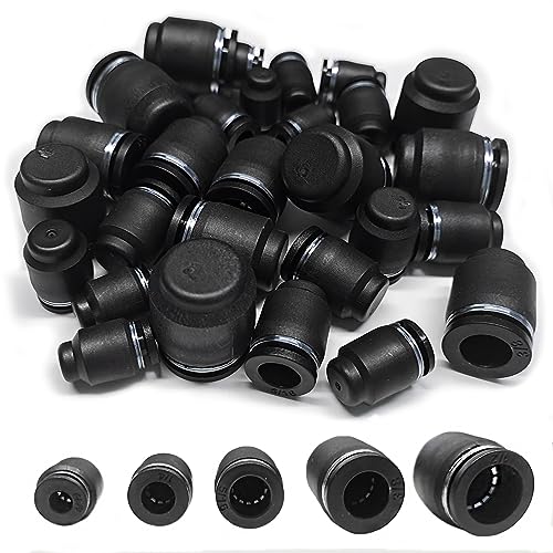 30PCS Pneumatic Cap Style Plug Fitting, Push-to-Connect Air Line Fitting Plug for 5/32 1/4 5/16 3/8 1/2 Tube - style: Combination suit (30PCS)