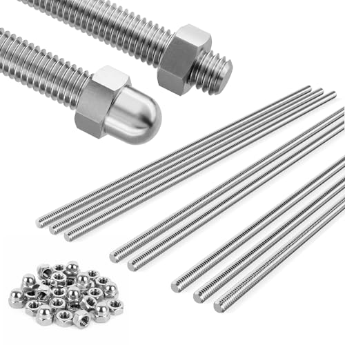 304 Stainless Steel M4 Threaded Rod,8 Pcs 10"(255mm) - size: M4x255mm
