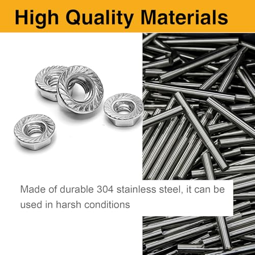 25PCS 3/8"-16 Serrated Flange Nuts, 304 Stainless Steel Hex Nuts - size: 3/8 25PCS