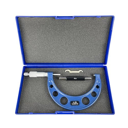 HFS(R) 4-5" Outside Micrometer with 0.0001" Accuracy, Carbide Anvil and Laser-Etched Scale - size: 4-5"x0.0001", style: Classic Ratchet