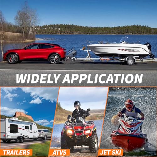 1600lbs Heavy Duty Boat Trailer Winch with 26FT Strap, 2-Way Ratchet & 4:1 Gear Trailer Winch, Portable Hand Crank Winch for Boat, Truck, Trailer, RV, ATV, Jet Ski - color: Orange Strap