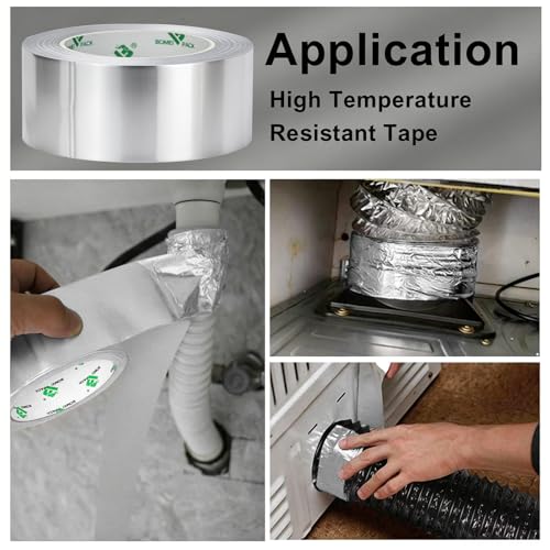 BOMEI PACK Aluminum Foil Duct Tape Heavy Duty Waterproof, 6 Inchx35yds Premium Silver Metal HVAC Heat Tapes, High Temperature for Sealing & Patching,HVAC,Air Ducts,Insulation and Metal Repair - size: 150mm