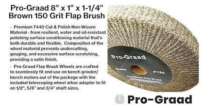 Cut & Polish Flap Brush Wheel 8" x 1", P150 Brown, 1 Pack - style: 8" x 1" x 1-1/4" Brown