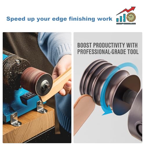 Leather Burnishing Machine | Variable Speed Leathercraft Bench Grinder, Polishing Tool, Sanding Machine, Rosewood Wheel for Leather Edge | Low Noise Motor, Standard 2x2 Inch Drum Sleeves