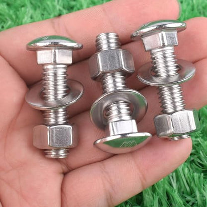 10 Sets 1/4-20 x 1-1/2" Carriage Bolts Screws Round Head Square Neck and Hex Nuts, Flat Washers 304 Stainless Steel 18-8 Full Thread, Silver - color: Silver, size: 1/4-20 x 1-1/2" (10 Sets)