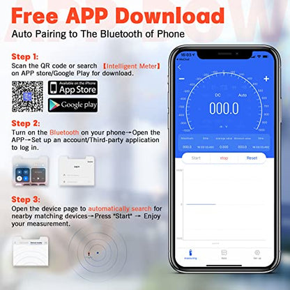 Digital Clamp Meter, Multimeter TRMS 4000 Counts 1000A AC/DC Current Amp Clamp Auto Range Volt Meter, Wireless Bluetooth Multimeter Measures Voltage, Capacitance, Ohm, Hz and Temperature