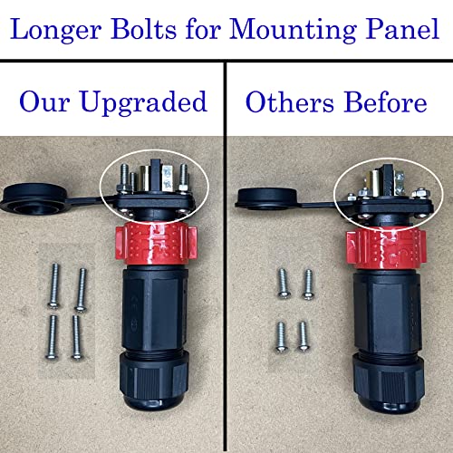 50 Amp Industrial Connector, 8AWG 2 Pin Waterproof IP67 Plug & Receptacle for Solar Array Charging RV Camper Trolling Motor (Red) - style: Red