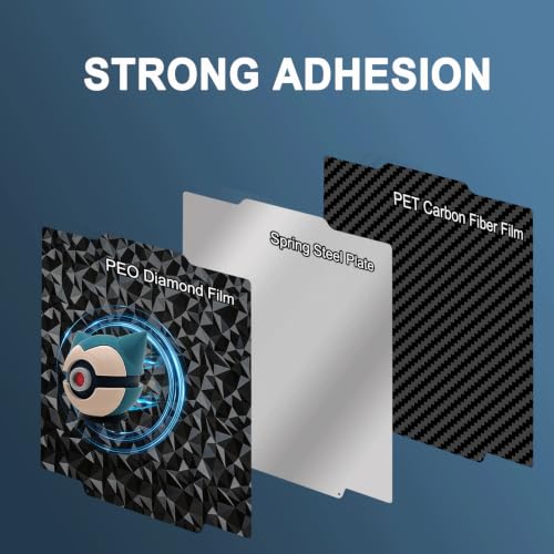 266x293mm PET PEO Build Plate for Flashforge Creator 5/5 Pro, Smooth Diamond PEO+Carbon Fiber PET Spring Steel Sheet Heat Bed with Strong Adhesion & Easy Part Removal - size: 266x293mm