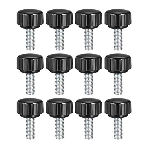 uxcell M5 x 15mm Metric Male Thread Knurled Clamping Knobs Grip Thumb Screw on Type Plastic Threaded Hand Bolt Knobs Black 12 Pcs - size: M5 x 15