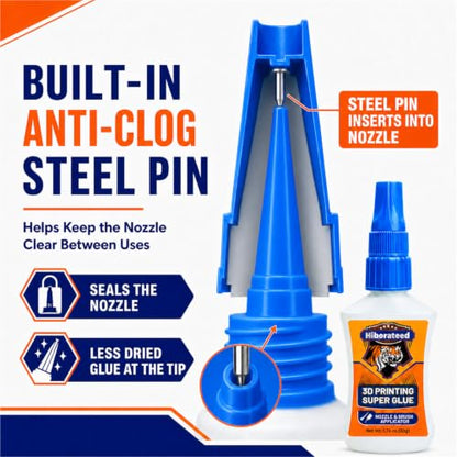 3D Printer Glue, 50g Super Glue 3D Printing Glue for PLA, ABS, PETG, TPU