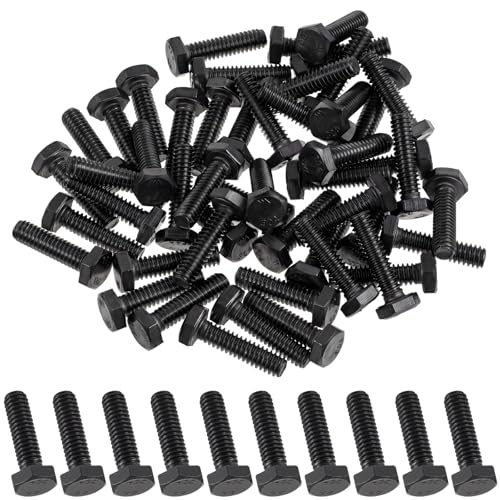 Zonon 50 Pcs 1/4-20 x 1 Hex Head Screw Bolt, Black - color: Black, size: 1/4-20 X 1"