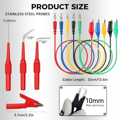 24-Piece Back Probe Kit, Multimeter Back Probe Pins with Test Leads, Alligator Clips, Piercing Probes, Automotive Electrical Circuit Diagnostic Tool Set for Car Repair - color: 24-Piece Multi-color