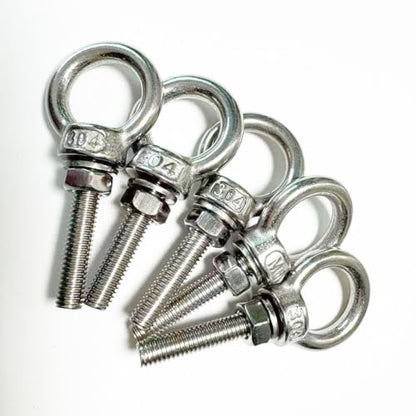 304 Stainless Steel Eye Bolt, 5 PCS M6 Heavy Duty Lifting Ring 1.2" Threaded Eyebolt Shoulder Eye Bolts with Nuts and Flat Washers(Thread Length 30mm) - size: m60x30(5pcs)