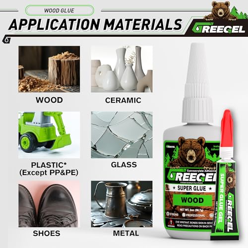 Wood CA Glue, Clear Super Glue for Woodworking & Repairs, 2 oz - size: 2 Ounce, style: Wood Super Glue