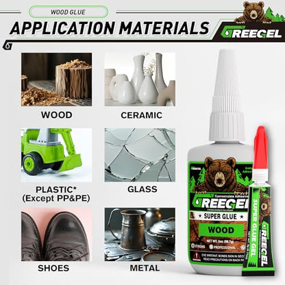 Wood CA Glue, Clear Super Glue for Woodworking & Repairs, 2 oz - size: 2 Ounce, style: Wood Super Glue