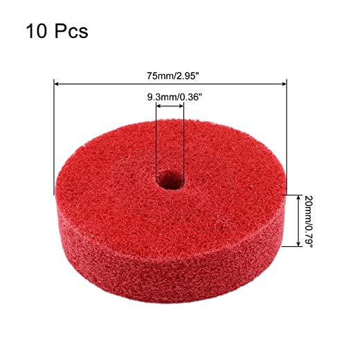 10Pcs Nylon Fiber Polishing Buffing Wheels 75mm/3" Deburring Wheel for Grinder Buffing Machine, Polishing Disc Wheel, Red - style: 3", 10Pcs, Red