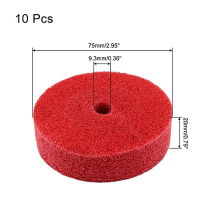 10Pcs Nylon Fiber Polishing Buffing Wheels 75mm/3" Deburring Wheel for Grinder Buffing Machine, Polishing Disc Wheel, Red - style: 3", 10Pcs, Red