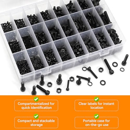 1760PCS Nuts and Bolts Assortment Kit, M2 M3 M4 M5 Metric Screws - size: 1760PCS M2 M3 M4 M5