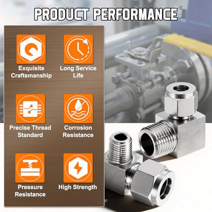 90°Elbow 1/4" OD Compression x 1/8" NPT Male Union Connector - size: 1/4"OD Compression x 1/8" NPT Male