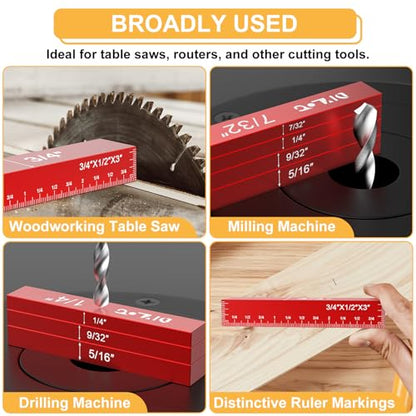Setup Blocks Woodworking, Setup Blocks Height Gauge Set, 16 PCS Setup Blocks with Set Up Blocks for Woodworking, Case, Square Ruler, Aluminum Setup Bars for Router and Table Saw Accessories