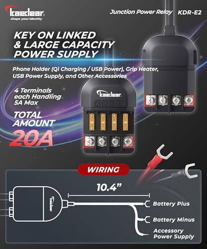 KAEDEAR DC12V 20A Waterproof 4-Way Motorcycle Power Relay Kit, KDR-E2