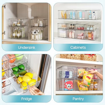 Vtopmart Clear Stackable Storage Drawers, 4 Pack Kitchen Cabinet Set - style: 2 Medium+2 Small