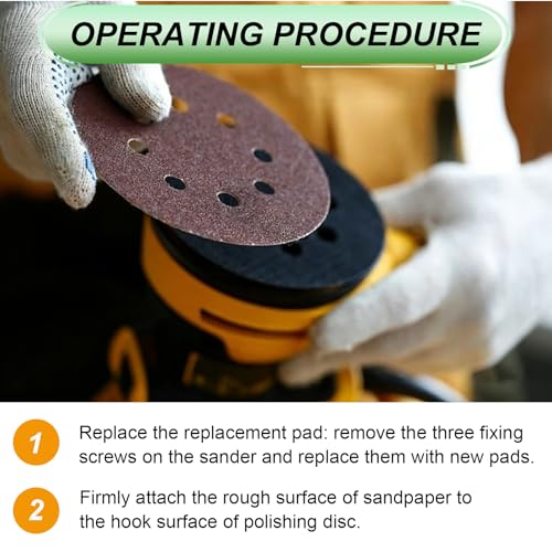 2 Pack 5" 8 Hole Hook and Loop Orbital Sander Pads Compatible, Sander Replacement Pad for Furniture Manufacturing, Automobile Maintenance Random Orbital Sanders