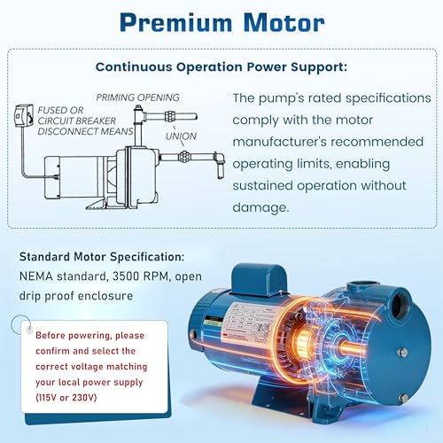 GT15 Self-Priming Single Phase Centrifugal Pump,1-1/2 HP,115/230V