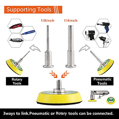 Tshya 240pcs 2inch Sanding Discs Pad Variety Kit for Drill Grinder Rotary Tools Attachment with 2Pcs 1/8"&1/4" Shank Backer Plate, Sanding Pads Includes 80-3000 Grit - style: 2in 244Pack