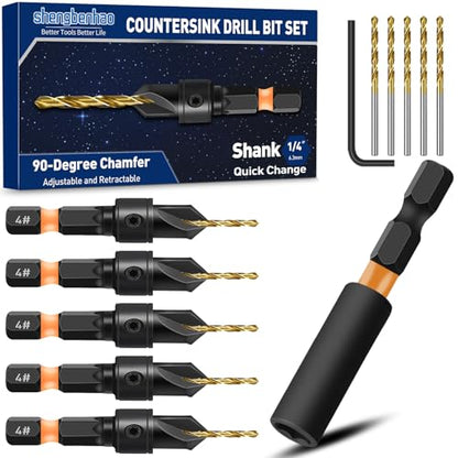 shengbenhao #4 Countersink Drill Bit Set for Wood 12Pcs Adjustable - style: #4