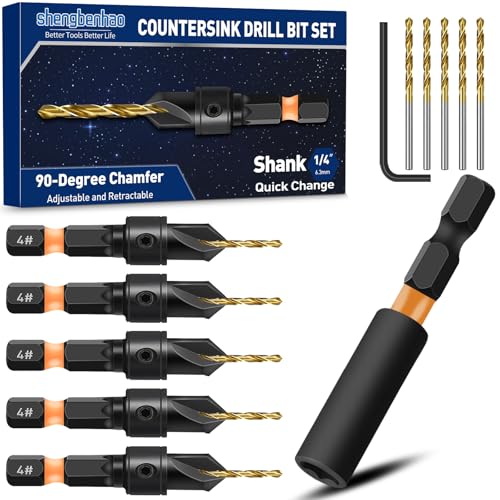 shengbenhao #4 Countersink Drill Bit Set for Wood 12Pcs Adjustable - style: #4
