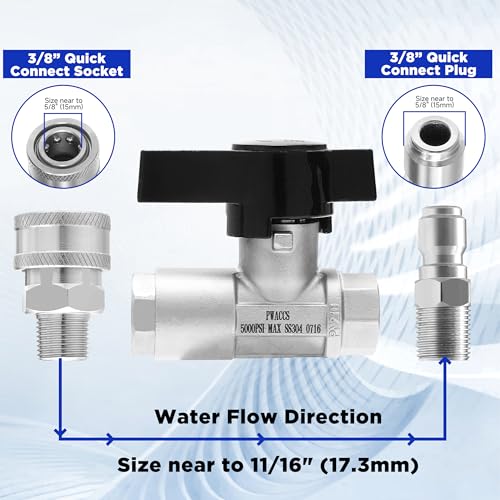 PWACCS Ball Valve Pressure Washer, 3/8" Quick Connect Shut Off Valve