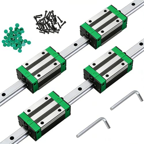 2Pcs Linear Guide Rail Kit HGR20 300mm Linear Slide Rails + 4 Pcs HGH20CA Bearing Blocks, Anti Rust and High Precision CNC Parts for 3D Printers, CNC Routers, Lathes & DIY Automated Machines - size: 300mm
