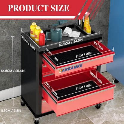 LARBANKE 5 Drawer Rolling Tool Chest with Wheels,Lockable Tool Cabinet,Red - color: Red, size: 5 drawer tool chest