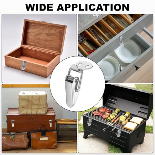PATIKIL 4 Pcs Stainless Steel Spring Loaded Toggle Latch, 1.4" Tool Box Catch Hasp Clamp Lock with Mounting Screws for Cabinet Door Barn Wooden Case Chest - size: 1.4"