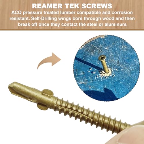#10 x 1-5/8" Reamer Tek Torx/Star Head Self-Drilling Wood to Metal Screws - size: #10x1-5/8"