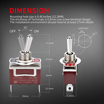 DaierTek SPST Waterproof Toggle Switch 12V DC 30A 125VAC 20A Marine Heavy Duty 2 Pin ON Off Spade Terminals for Automotive Car Boat -2 Pack - size: Spade ON/OFF with Weatherproof Boot Cap